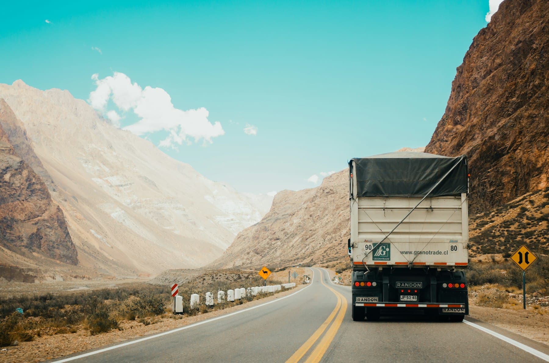 Freight truck on an open road